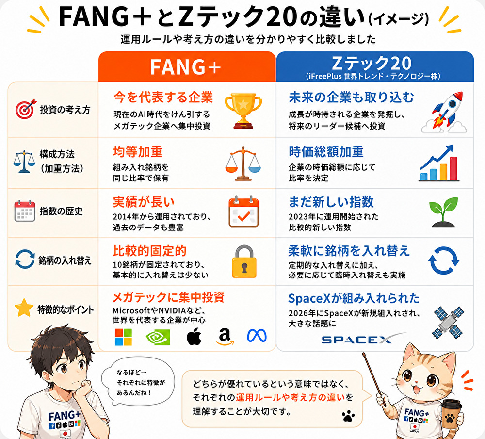 FANG＋とZテック20の違い