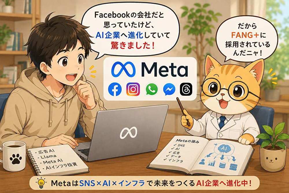 Metaを企業分析する46歳会社員と猫先生