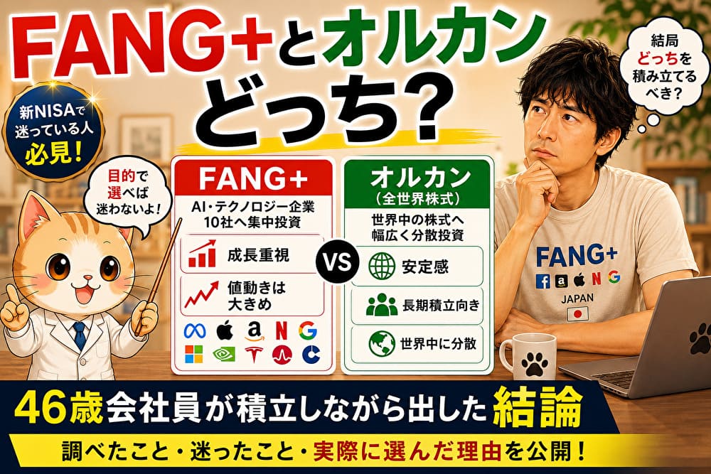FANG＋とS&P500どっち？46歳会社員が新NISAで選んだ理由のアイキャッチ画像