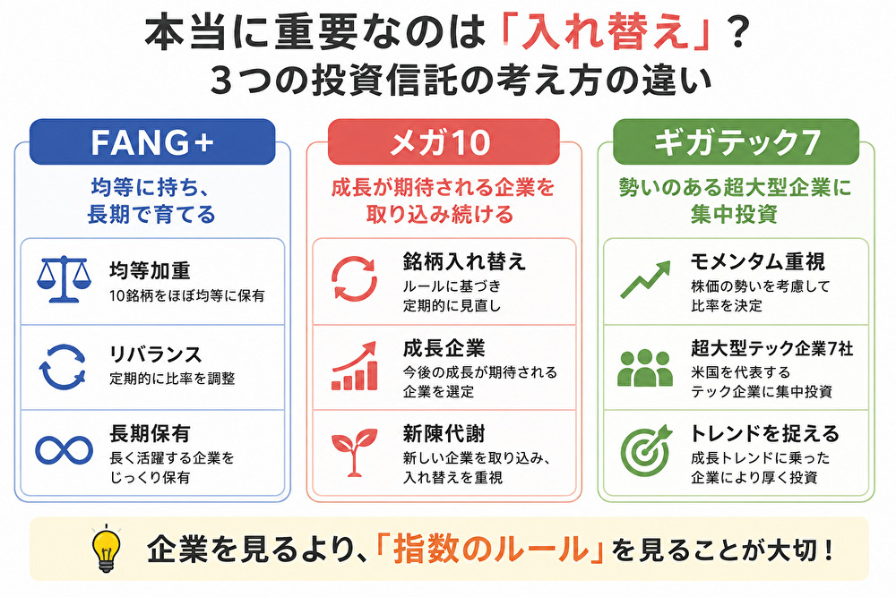 FANG+・メガ10・ギガテック7比較