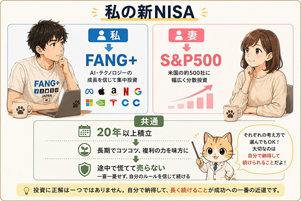 私はFANG＋、妻はS&P500を積み立てている新NISAの考え方