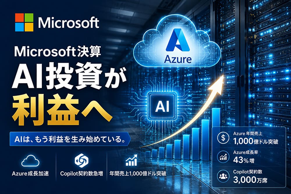 Microsoft決算 AI投資が利益へ Azure AIデータセンター