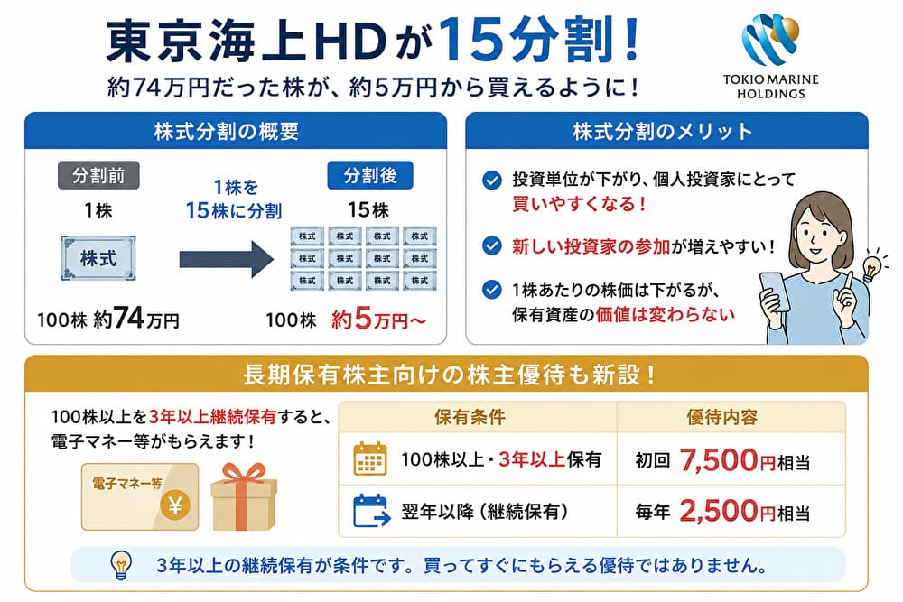 東京海上HDの15分割と株主優待の内容