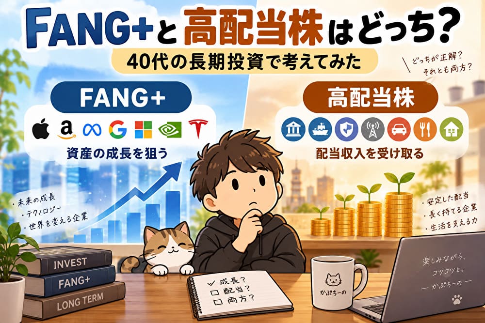 FANG+と高配当株の違いを40代の長期投資で比較